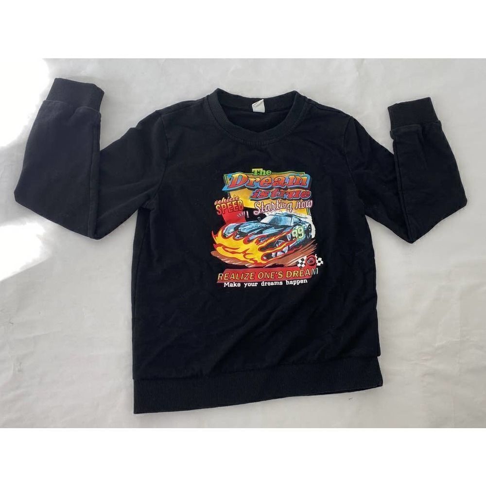 Shein Car Shirt The Dream is True Black Tee Shirt T-Shirt 100% Cotton - Boys 10Y
